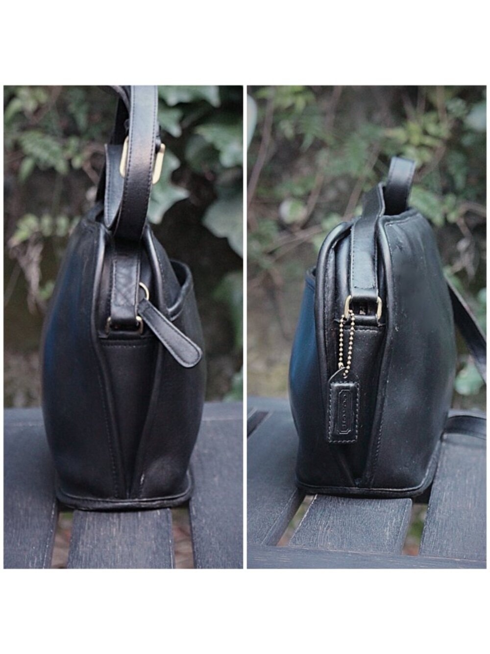 Coach Vintage - Oliver Crossbody Bag 9902 in Black + Brass, USA 1980s - Picture 4 of 14